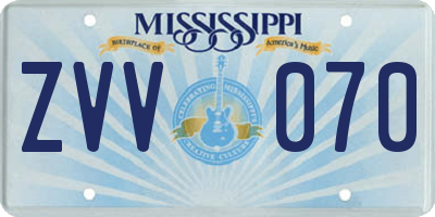 MS license plate ZVV070