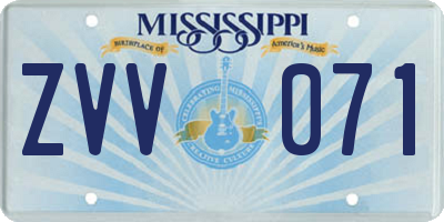 MS license plate ZVV071