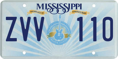 MS license plate ZVV110