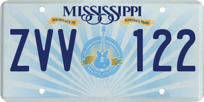 MS license plate ZVV122