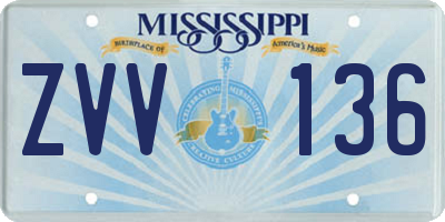 MS license plate ZVV136