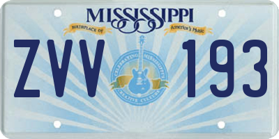 MS license plate ZVV193