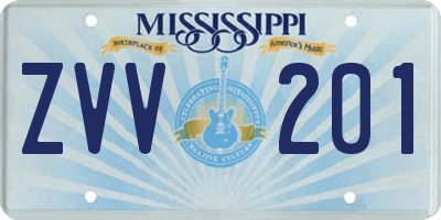 MS license plate ZVV201