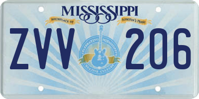 MS license plate ZVV206