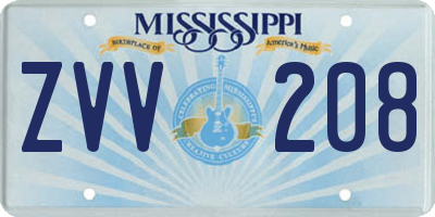 MS license plate ZVV208