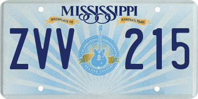 MS license plate ZVV215