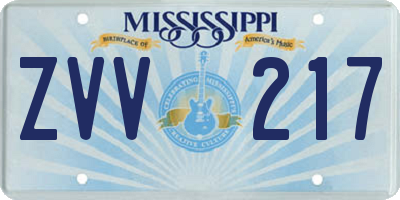 MS license plate ZVV217