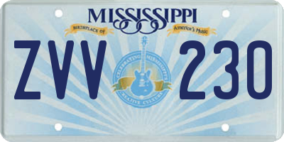 MS license plate ZVV230