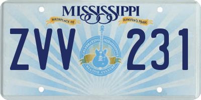 MS license plate ZVV231