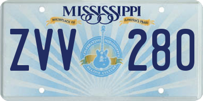 MS license plate ZVV280