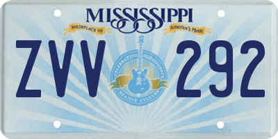 MS license plate ZVV292