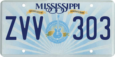 MS license plate ZVV303