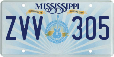 MS license plate ZVV305