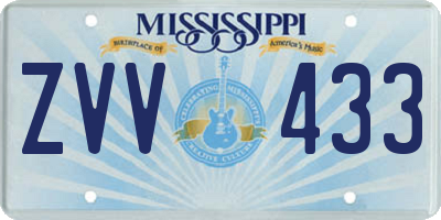 MS license plate ZVV433