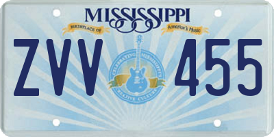 MS license plate ZVV455