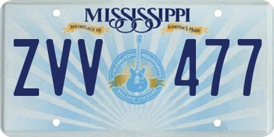 MS license plate ZVV477