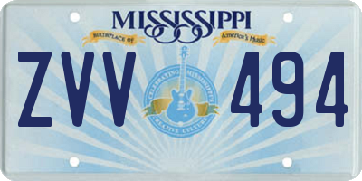 MS license plate ZVV494