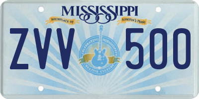 MS license plate ZVV500