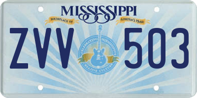 MS license plate ZVV503