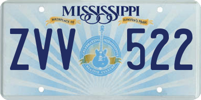 MS license plate ZVV522