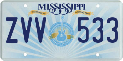 MS license plate ZVV533