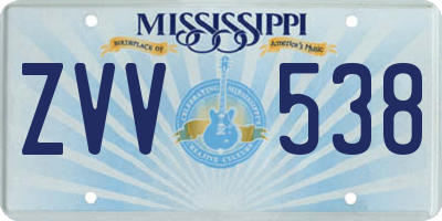 MS license plate ZVV538