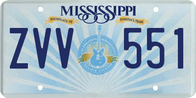 MS license plate ZVV551