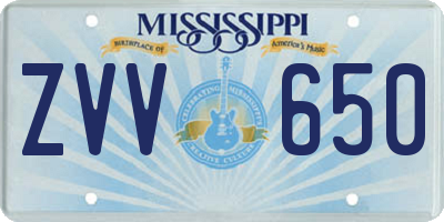 MS license plate ZVV650