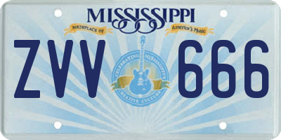 MS license plate ZVV666