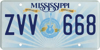 MS license plate ZVV668