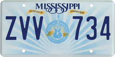 MS license plate ZVV734