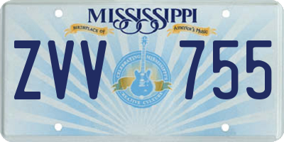 MS license plate ZVV755