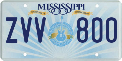 MS license plate ZVV800