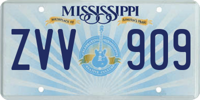 MS license plate ZVV909