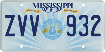 MS license plate ZVV932