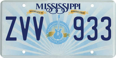 MS license plate ZVV933