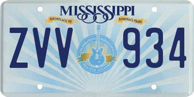 MS license plate ZVV934