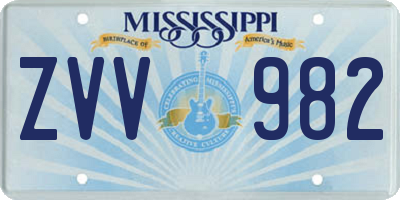 MS license plate ZVV982