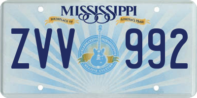 MS license plate ZVV992