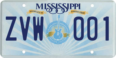 MS license plate ZVW001