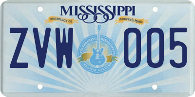 MS license plate ZVW005