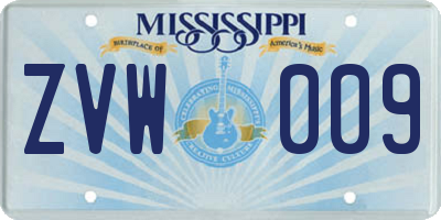 MS license plate ZVW009