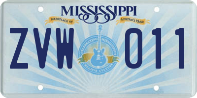 MS license plate ZVW011