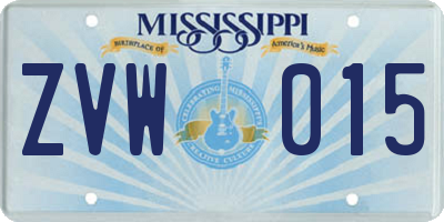 MS license plate ZVW015