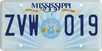 MS license plate ZVW019
