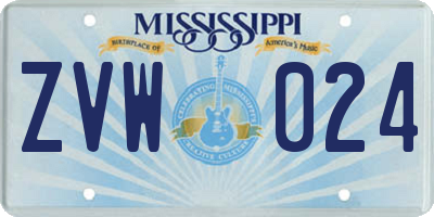 MS license plate ZVW024
