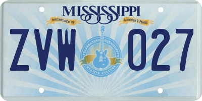 MS license plate ZVW027