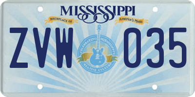 MS license plate ZVW035