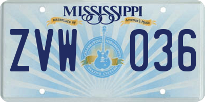 MS license plate ZVW036