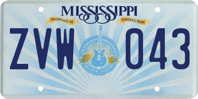 MS license plate ZVW043